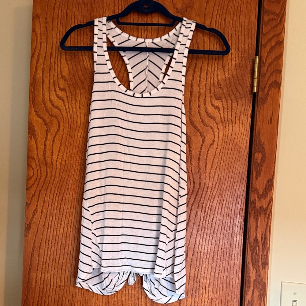 Beyond Yoga Black and White Striped Tank Top